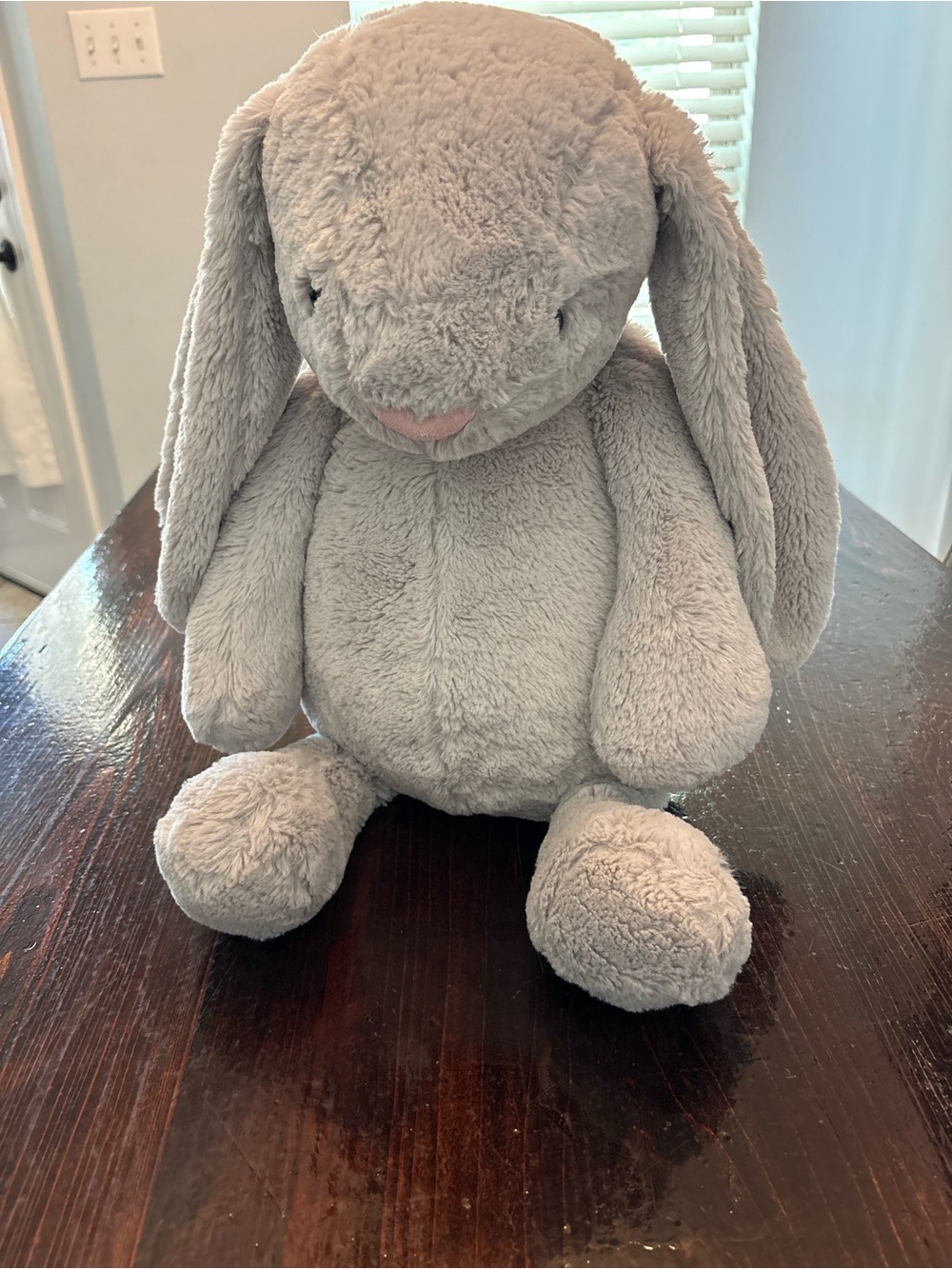 Source Unknown Soft Gray Plush Bunny Stuffed Animal with Pink Nose